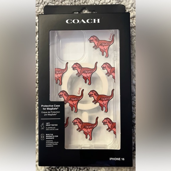 NEW Coach Rexy Glitter Dinosaur iPhone 16 Protective MagSafe Clear Case - Picture 1 of 1